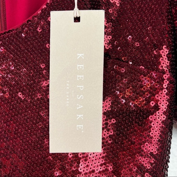 KEEPSAKE THE LABEL Farewell Sequined Puff Sleeve Midi Dress, Red, Size 00, NWT! - Picture 7 of 10